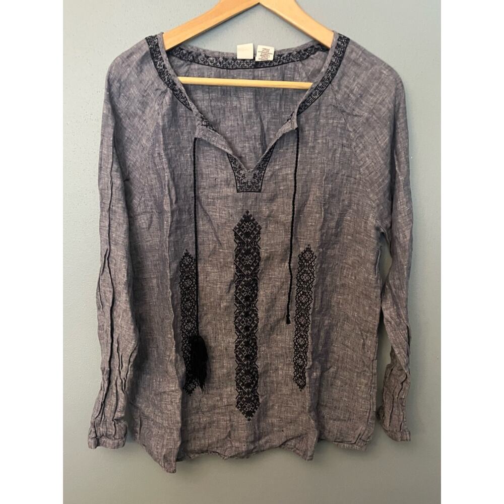 Artisan NY Embroidered Linen Blouse